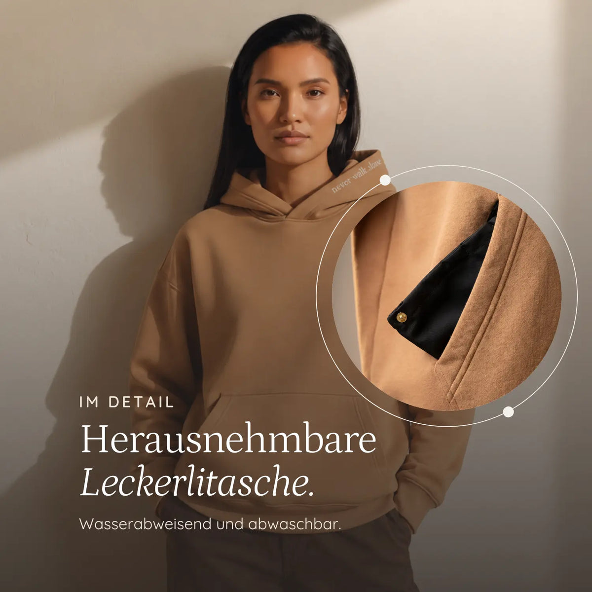Hoodie Unisex – Never Walk Alone – Mocha Mousse