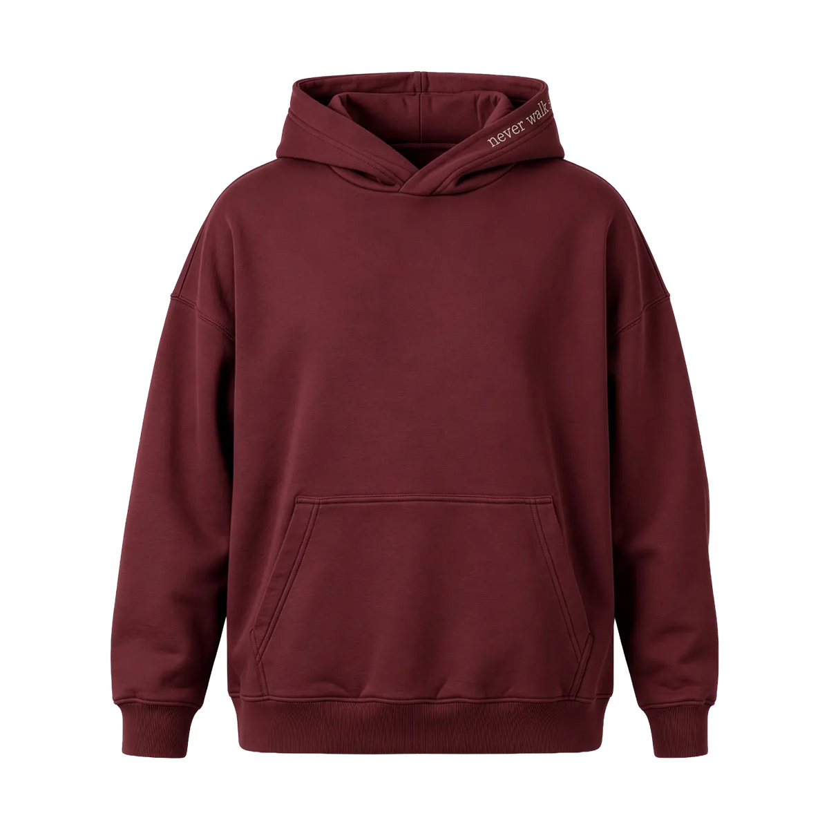 Hoodie Unisex – Never Walk Alone – Red Mahogany