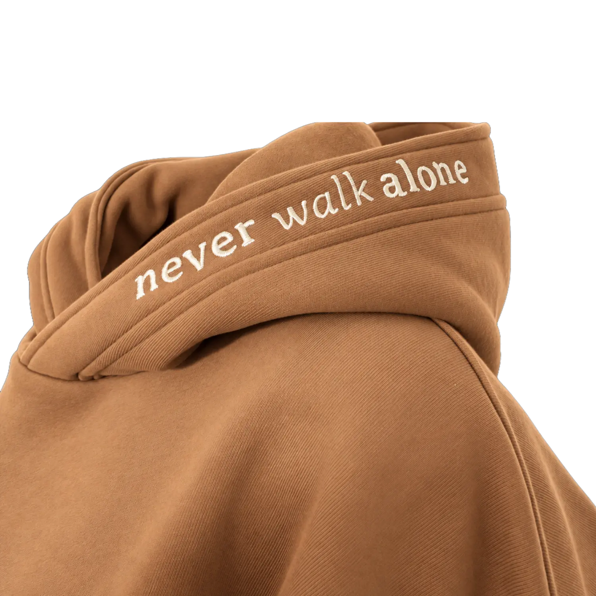 Hoodie Unisex – Never Walk Alone – Mocha Mousse